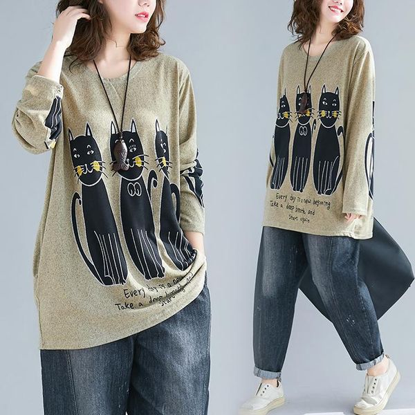 women's t-shirt kawaii cute cat letter print women loose long sleeved autumn casual sweet bottoming tee shirt femme 2021 clothes, White
women's t-shirt kawaii cute cat letter print women loose long sleeved autumn casual sweet bottoming tee shirt femme 2021 clothes, White
