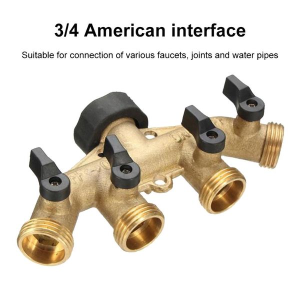 watering equipments 4 way 3/4" brass garden hose tap distributor dispenser divider for outdoor faucet ball valve accessories
watering equipments 4 way 3/4" brass garden hose tap distributor dispenser divider for outdoor faucet ball valve accessories