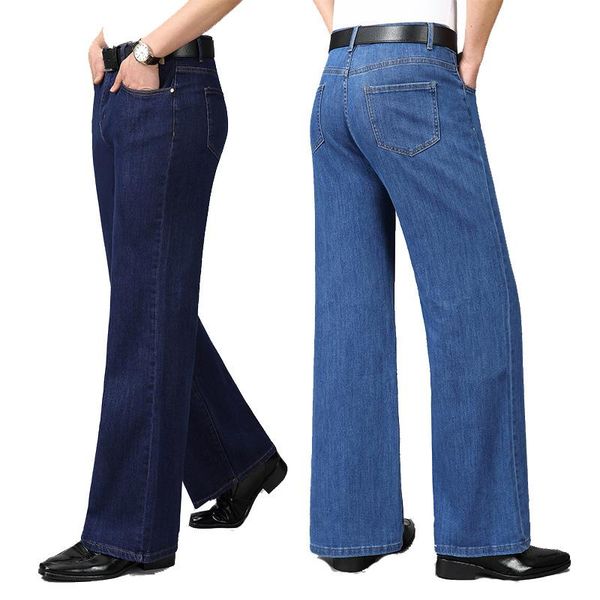 men's jeans for men big flared boot cut leg loose fit high waist elasticity male designer classic denim, Blue
men's jeans for men big flared boot cut leg loose fit high waist elasticity male designer classic denim, Blue