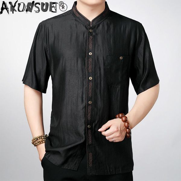 men's casual shirts akoosun 100% silk shirt men summer black for loose vintage clothes plus size blouse chemise homme 8015, White;black
men's casual shirts akoosun 100% silk shirt men summer black for loose vintage clothes plus size blouse chemise homme 8015, White;black