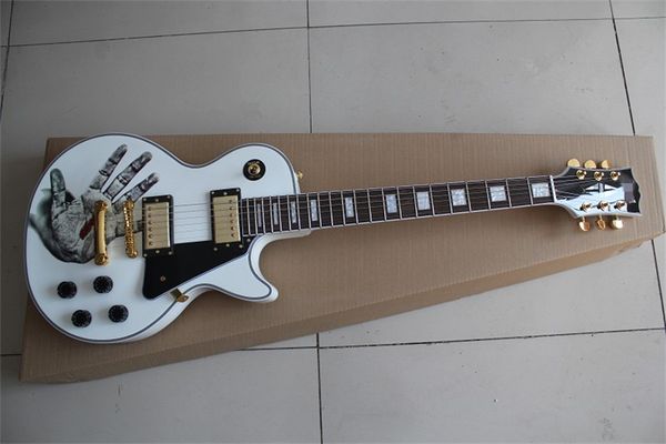 flyoung lp custom electric guitar big palm pattern white body gold accessories rosewood finger
flyoung lp custom electric guitar big palm pattern white body gold accessories rosewood finger