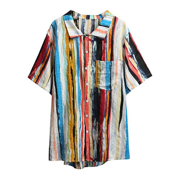 summer blouse men blouse shirts vintage multicolor striped print design turn-down collar loose casual vacation beachwear, White;black
summer blouse men blouse shirts vintage multicolor striped print design turn-down collar loose casual vacation beachwear, White;black