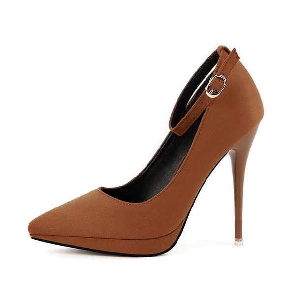 dress shoes women pumps spring autumn shallow pointed toe buckle flock 11.5cm thin heels high ladies, Black
dress shoes women pumps spring autumn shallow pointed toe buckle flock 11.5cm thin heels high ladies, Black
