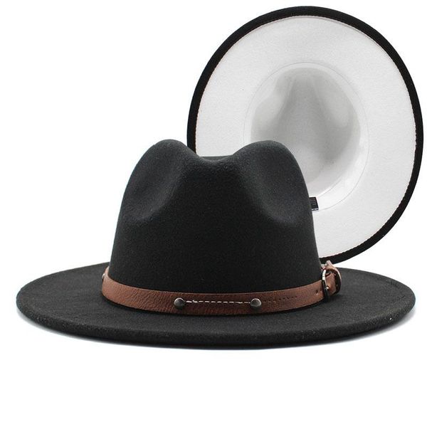 wide brim hats fashion wool felt fedoras hat women elegant fedora with leather jazz panama cap men double sided patchwork trilby, Blue;gray
wide brim hats fashion wool felt fedoras hat women elegant fedora with leather jazz panama cap men double sided patchwork trilby, Blue;gray