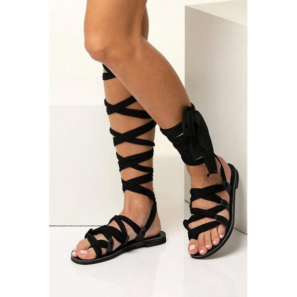 sandals summer women gladiator flat cross tied ladies casual open toe knee high shoes slides plus size, Black
sandals summer women gladiator flat cross tied ladies casual open toe knee high shoes slides plus size, Black