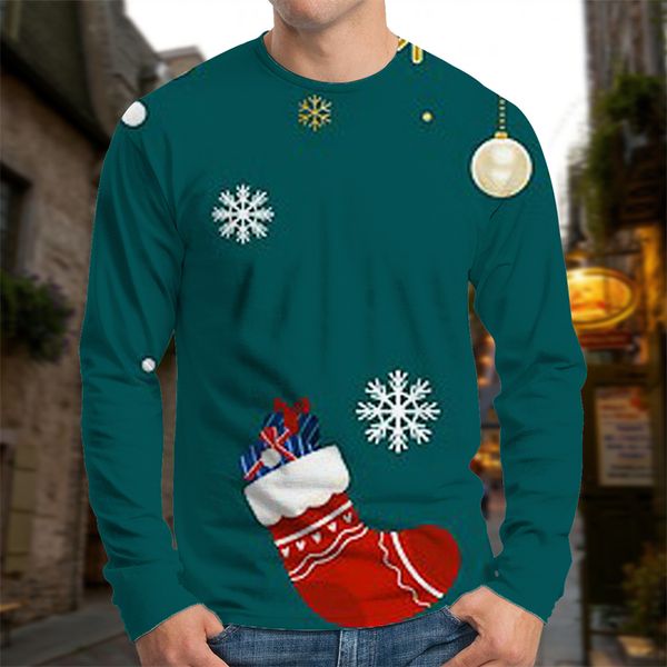 christmas stocking printed pattern men's christmas shirt visual impact party fashion round neck sweatshirt, Black
christmas stocking printed pattern men's christmas shirt visual impact party fashion round neck sweatshirt, Black