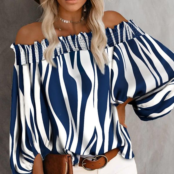 women's blouses & shirts 2021 women fashion striped print shirt lady long sleeve blouse off shoulder shrring puff casual, White
women's blouses & shirts 2021 women fashion striped print shirt lady long sleeve blouse off shoulder shrring puff casual, White