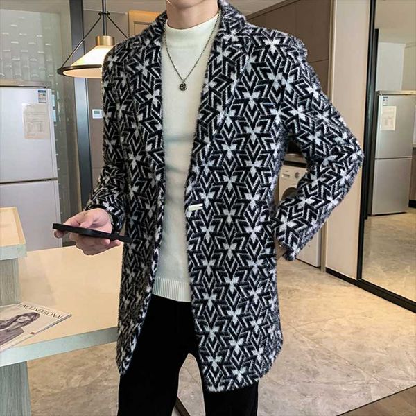 men's wool & blends korean woollen coat autumn winter thickened medium long woolen jacket 2022 fashion plush geometric pattern slim, Black
men's wool & blends korean woollen coat autumn winter thickened medium long woolen jacket 2022 fashion plush geometric pattern slim, Black