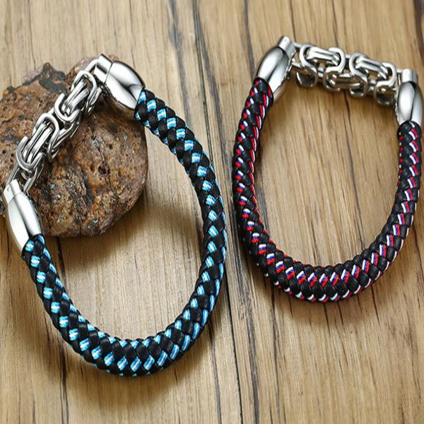bangle 2021 fashion trend europe and ameerica style stainless steel chain leather braided red blue bracelet suitable for women men, Black
bangle 2021 fashion trend europe and ameerica style stainless steel chain leather braided red blue bracelet suitable for women men, Black