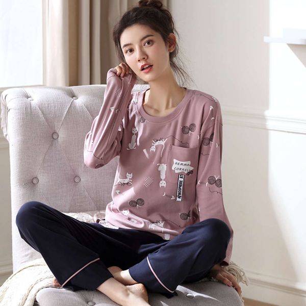 pajamas women's spring cotton long sleeves can be worn out student cute suit korean autumn winter home clothes, Black;red
pajamas women's spring cotton long sleeves can be worn out student cute suit korean autumn winter home clothes, Black;red