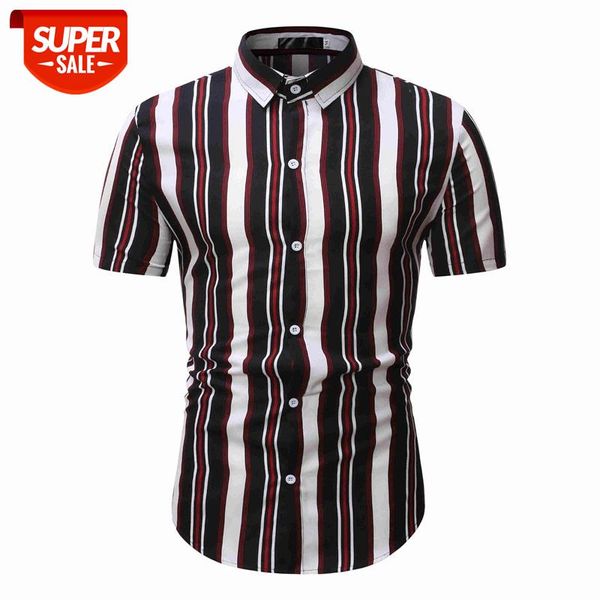 summer new men's casual striped short sleeve shirt slim fashion single-breasted cotton men's shirt #ol2m, White;black 
summer new men's casual striped short sleeve shirt slim fashion single-breasted cotton men's shirt #ol2m, White;black