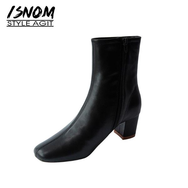 boots isnom women genuine leather short ankle square toe chunky low 5cm thick high heels natural wool warm fur booties winter, Black
boots isnom women genuine leather short ankle square toe chunky low 5cm thick high heels natural wool warm fur booties winter, Black