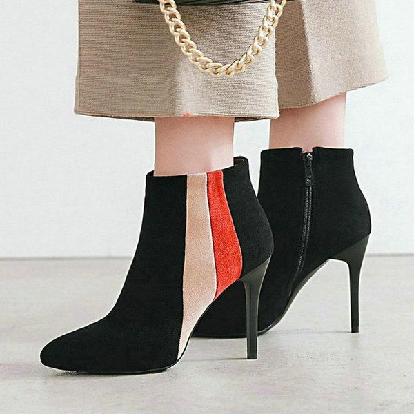 boots color matching women winter ankle thin bottom stiletto high heels ladies comfortable short red black shoes 
boots color matching women winter ankle thin bottom stiletto high heels ladies comfortable short red black shoes