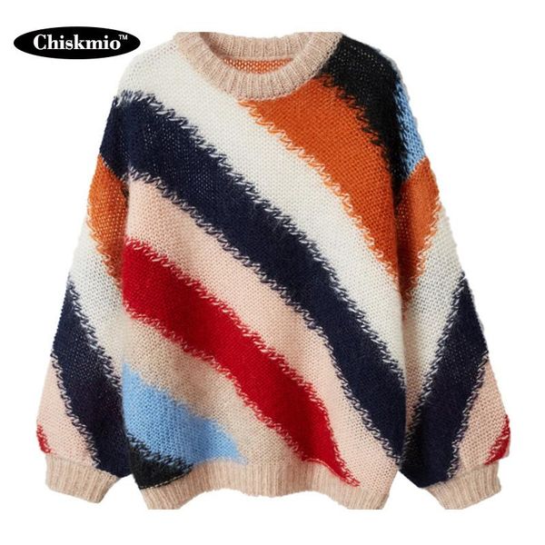women's sweaters color striped knitted sweater women loose warm korean o-neck pullover winter clothes ladies fashion knitwear harajuku, White;black
women's sweaters color striped knitted sweater women loose warm korean o-neck pullover winter clothes ladies fashion knitwear harajuku, White;black