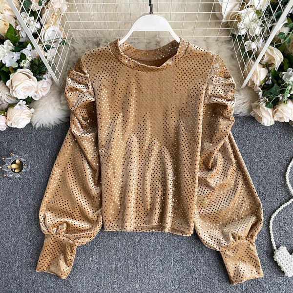 2021 autumn winter pink/khaki/black/white polka dot veet blouse women elegant long sleeve shirts female casual short z5fp, Blue
2021 autumn winter pink/khaki/black/white polka dot veet blouse women elegant long sleeve shirts female casual short z5fp, Blue
