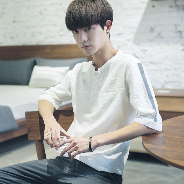 men's casual shirts men short summer 2021 shirt sleeve thin t-shirt solid t white black