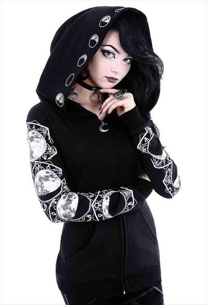 autumn female hooded sweatshirt zipper up slit back long sleeve loose print women fleece hoodies coats plus size women goth, Black
autumn female hooded sweatshirt zipper up slit back long sleeve loose print women fleece hoodies coats plus size women goth, Black