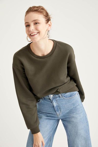women's hoodies & sweatshirts defacto winter woman sweatshirt basic crew neck sporty look dailywear aesthetic warm casual season-t4042a, Black
women's hoodies & sweatshirts defacto winter woman sweatshirt basic crew neck sporty look dailywear aesthetic warm casual season-t4042a, Black