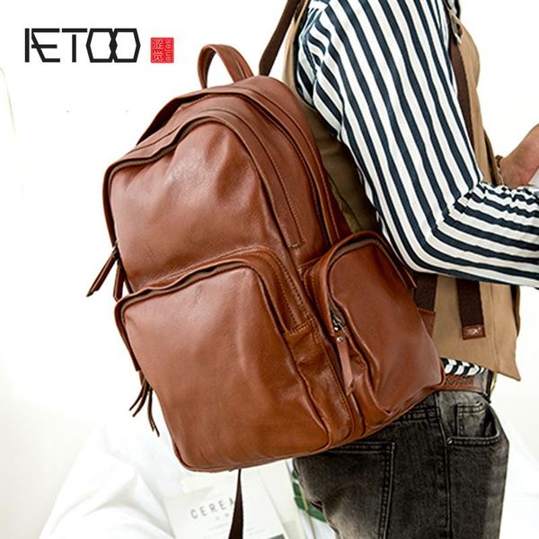 backpack aetoo the first layer of leather vegetable tanned personality casual men's fashion simple computer tra
backpack aetoo the first layer of leather vegetable tanned personality casual men's fashion simple computer tra