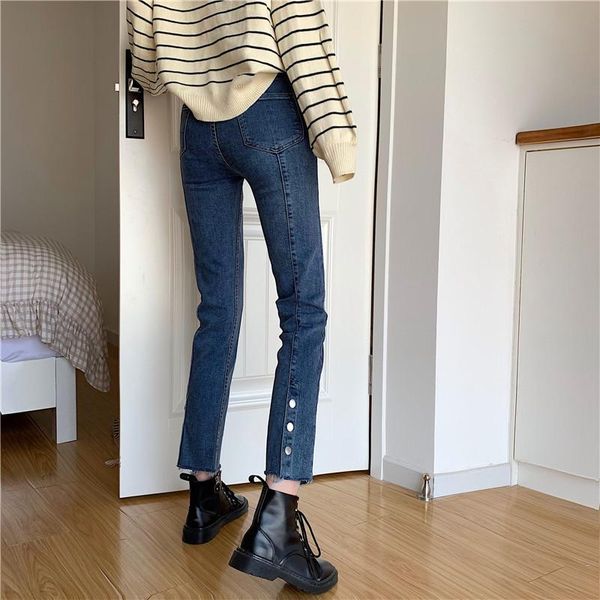 early spring 2021 new korean high waist slim versatile retro small straight pants jeans capris women's fashion, Blue
early spring 2021 new korean high waist slim versatile retro small straight pants jeans capris women's fashion, Blue