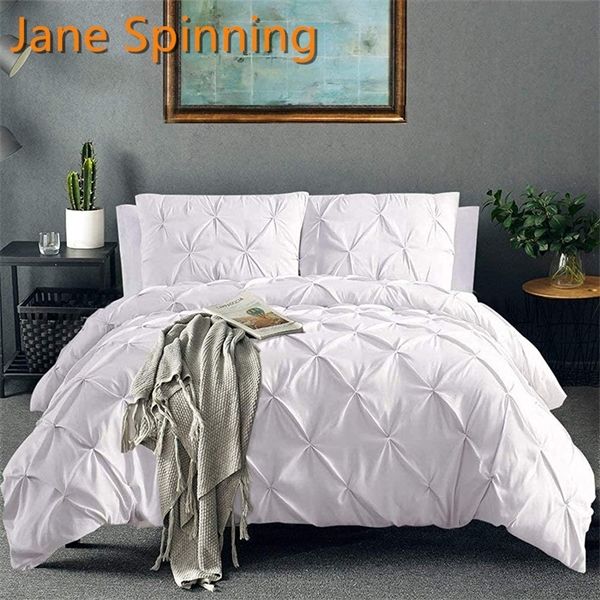 

white duvet cover set pinch pleat 2/3pcs twin//king size bedclothes bedding sets luxury home l use(no filling no sheet) c0223