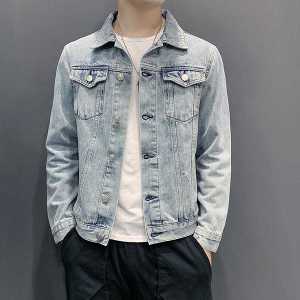 men's jackets simple denim jacket men 2021 autumn and winter loose handsome trendy fashion casual, Black;brown 
men's jackets simple denim jacket men 2021 autumn and winter loose handsome trendy fashion casual, Black;brown