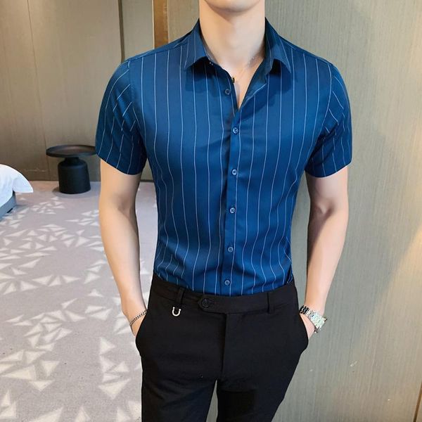men's casual shirts 2021ice silk stretch silky non-iron striped short-sleeved shirt british multicolor slim, White;black
men's casual shirts 2021ice silk stretch silky non-iron striped short-sleeved shirt british multicolor slim, White;black
