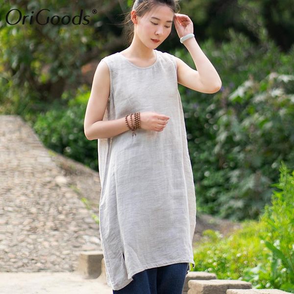 origoods long sleeveless blouse women linen o-neck summer long blouse tank vintage linen sleeveless shirt tank e011, White
origoods long sleeveless blouse women linen o-neck summer long blouse tank vintage linen sleeveless shirt tank e011, White