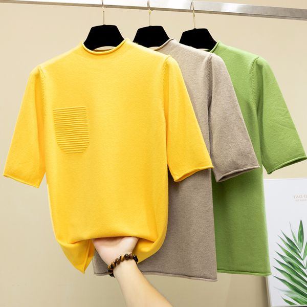 half sleeve women knitted sweater half turtleneck korean modis pullover all match spring and summer new arrival 210218, White;black
half sleeve women knitted sweater half turtleneck korean modis pullover all match spring and summer new arrival 210218, White;black