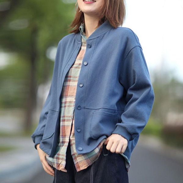 johnature korean leisure stand single breasted coats 2021 autumn new cotton simple comfortable long sleeve all-match women coat, Black;brown
johnature korean leisure stand single breasted coats 2021 autumn new cotton simple comfortable long sleeve all-match women coat, Black;brown