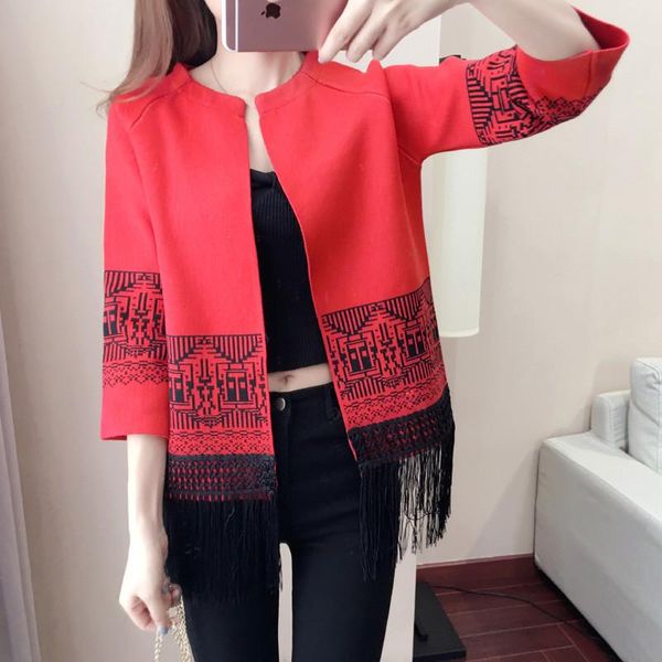women's sweaters 2021 autumn and winter clothing knitted sweater with cardigan ethnic style coat female 5165, White;black
women's sweaters 2021 autumn and winter clothing knitted sweater with cardigan ethnic style coat female 5165, White;black