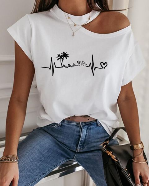 summer women shoulder cut out stylish chic basic heart print t-shirts print cold shoulder short sleeve t-shirt, White
summer women shoulder cut out stylish chic basic heart print t-shirts print cold shoulder short sleeve t-shirt, White