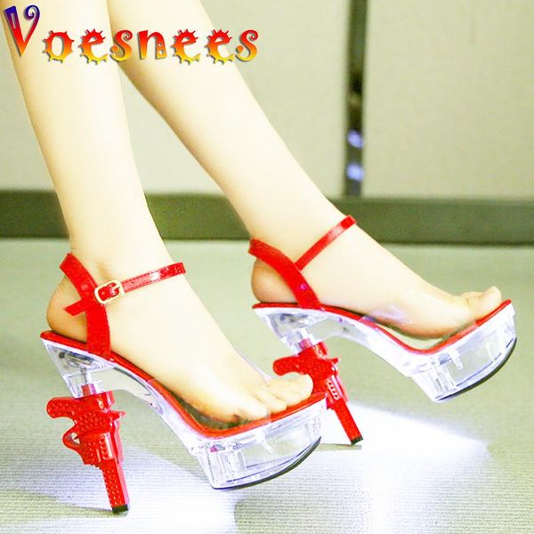 14cm ultra-heeled sandals stiletto platform sandals women shoes wedding led glowing shoes pistol high heels size 34, Black
14cm ultra-heeled sandals stiletto platform sandals women shoes wedding led glowing shoes pistol high heels size 34, Black