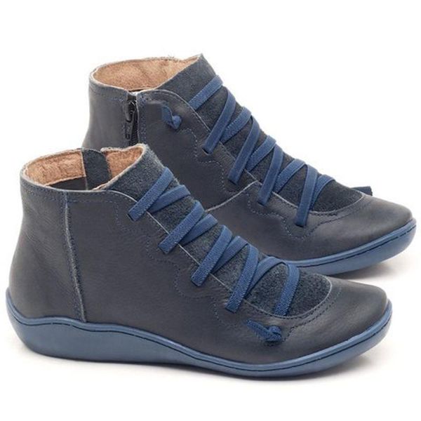 boots winter women's casual flat leather retro cross strappy lace-up side zipper round toe shoe woman botas mujer, Black
boots winter women's casual flat leather retro cross strappy lace-up side zipper round toe shoe woman botas mujer, Black