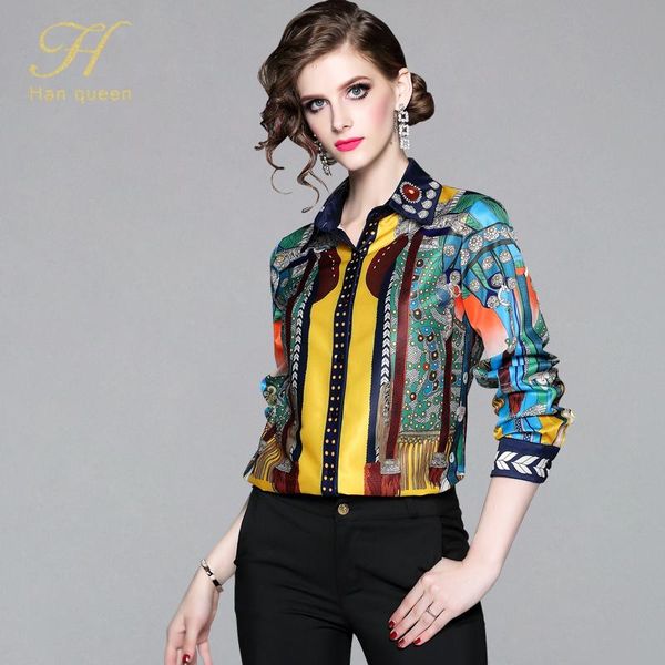 women's blouses & shirts h han queen office lady blusa turn-down collar vintage print elegant chiffon women long sleeve casual, White
women's blouses & shirts h han queen office lady blusa turn-down collar vintage print elegant chiffon women long sleeve casual, White