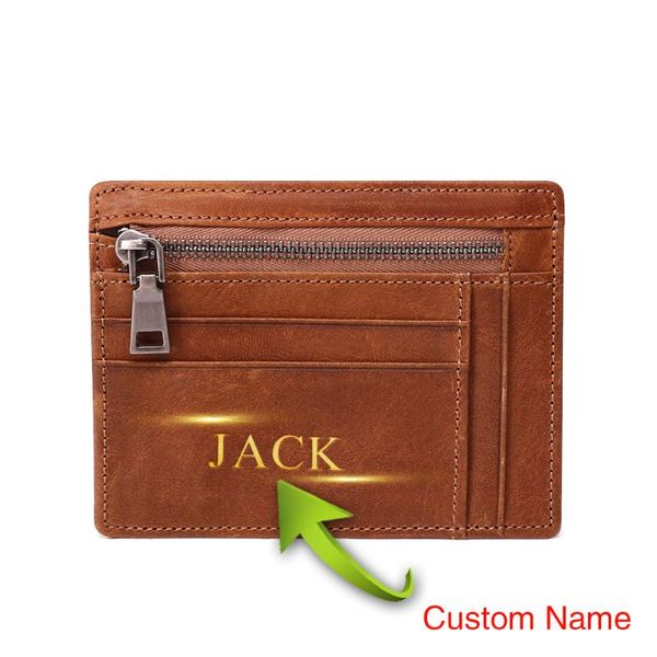 card holders engraved name genuine leather holder bag coin purse small wallet organizer men women bank id drop, Brown;gray
card holders engraved name genuine leather holder bag coin purse small wallet organizer men women bank id drop, Brown;gray