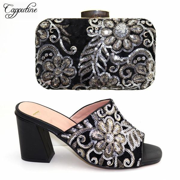dress shoes latest party set black high heel slipper with clutch handbag sequins t8108, height 8cm
dress shoes latest party set black high heel slipper with clutch handbag sequins t8108, height 8cm