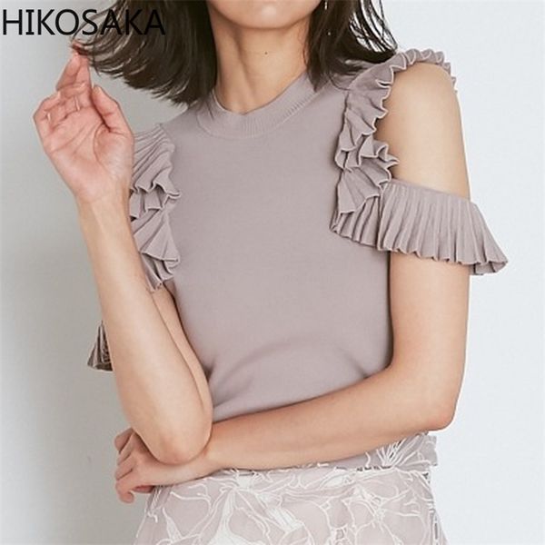 elegant ruffles off shoulder o-neck knitted sweaters solid slim all match pullovers japan style chic summer women tshirts 210805, White;black
elegant ruffles off shoulder o-neck knitted sweaters solid slim all match pullovers japan style chic summer women tshirts 210805, White;black