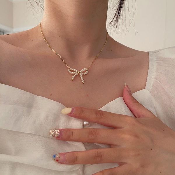 chokers orgin summer temperament bowknot freshwater pearl pendant necklace for women romantic party jewelry wholesale, Golden;silver
chokers orgin summer temperament bowknot freshwater pearl pendant necklace for women romantic party jewelry wholesale, Golden;silver