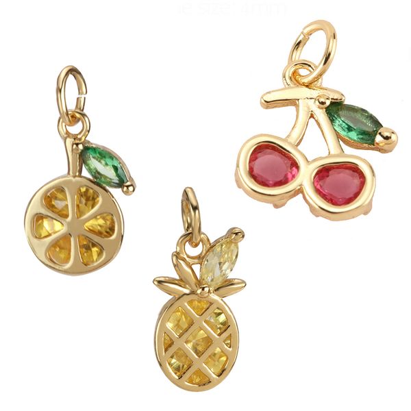 cherry charms for earrings making supplies fruit pineapple orange metal accessories diy necklace jewelry copper cz zircon, Bronze;silver
cherry charms for earrings making supplies fruit pineapple orange metal accessories diy necklace jewelry copper cz zircon, Bronze;silver