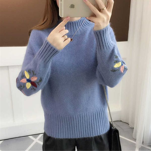 2021 autumn winter solid blue/beige embroidery sweater casual turtleneck long sleeve jumper knitted shirt female loose pullover ed2c, White;black
2021 autumn winter solid blue/beige embroidery sweater casual turtleneck long sleeve jumper knitted shirt female loose pullover ed2c, White;black