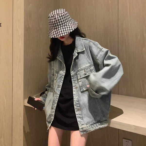 new 2021 solid turn-down collar jean jacket for women loose casual blue fashionable coats female outwear denim feminine, Black;brown
new 2021 solid turn-down collar jean jacket for women loose casual blue fashionable coats female outwear denim feminine, Black;brown