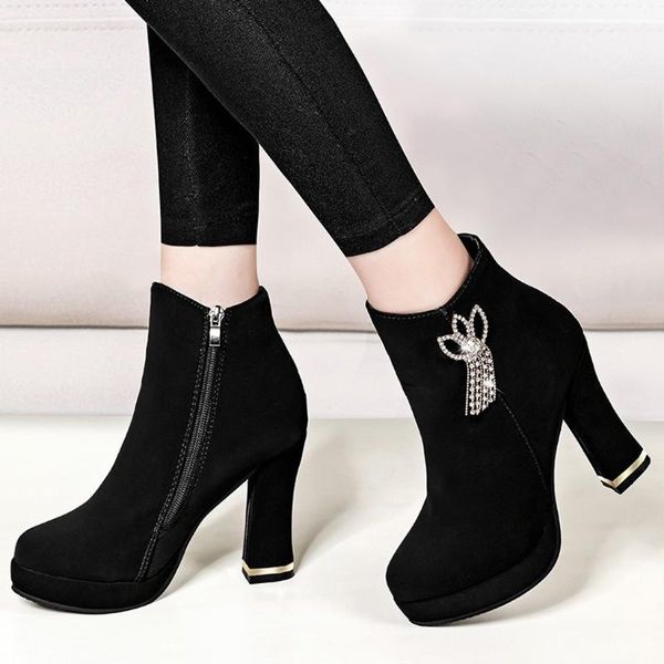 boots women fashion leisure warm non-slip platform solid color zipper crystal chunky heels ankle short ladies shoes, Black
boots women fashion leisure warm non-slip platform solid color zipper crystal chunky heels ankle short ladies shoes, Black