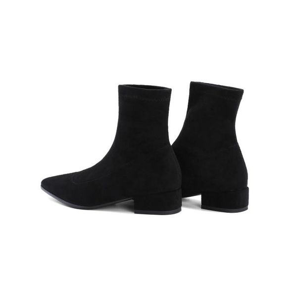 boots big size pointed suede women shoes ankle for ladies woman winter, Black