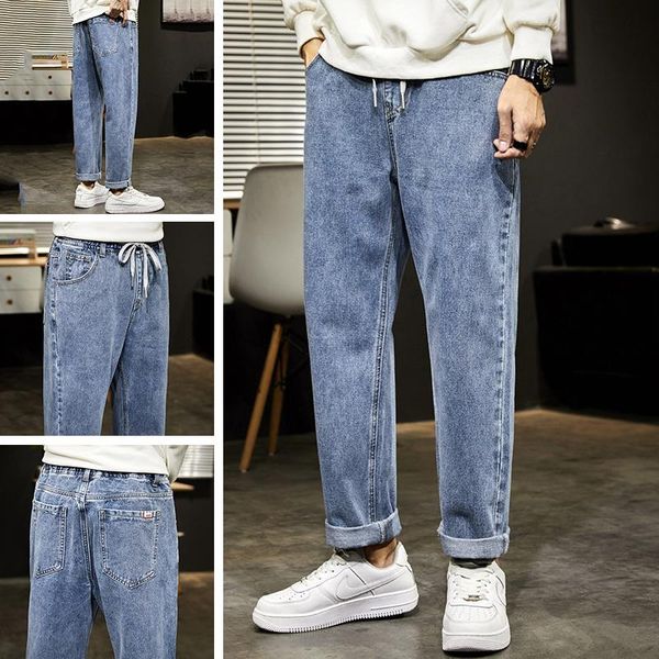 men's jeans all-match college students pure color basic models autumn straight, Blue 
men's jeans all-match college students pure color basic models autumn straight, Blue