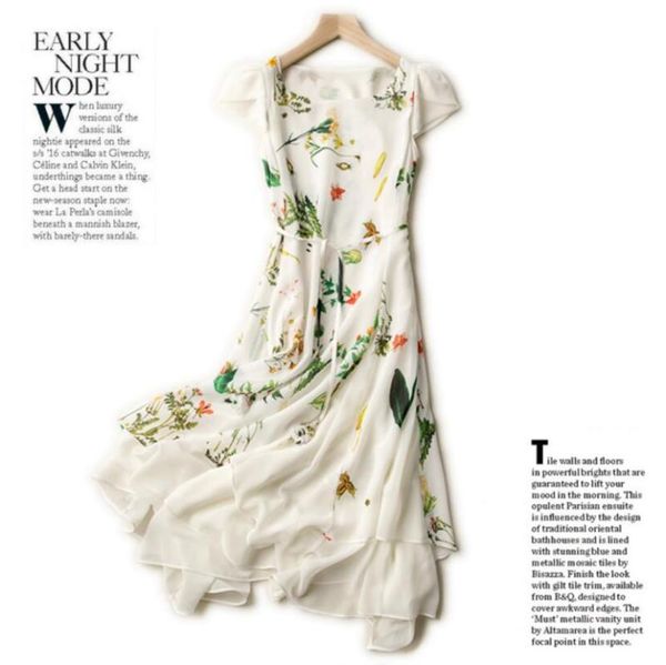 casual dresses 2021 fashion women 100% silk dress summer o-neck pastoral style white print, Black;gray
casual dresses 2021 fashion women 100% silk dress summer o-neck pastoral style white print, Black;gray
