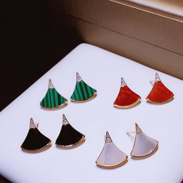 s925 sterling silver red agate white fritillary green malachite black agate fan shaped lady's earrings high end produ, Golden
s925 sterling silver red agate white fritillary green malachite black agate fan shaped lady's earrings high end produ, Golden