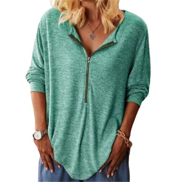 women's t-shirt s-5xl plus size women clothing tee autumn long sleeve solid color loose tshirts v-neck zipper casual t shirt pullover, White
women's t-shirt s-5xl plus size women clothing tee autumn long sleeve solid color loose tshirts v-neck zipper casual t shirt pullover, White