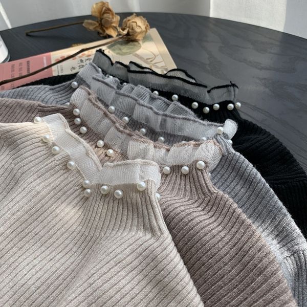 2021 new "flower attitude" korean version of super beautiful western style pearl lace stitching slim slimming sweater iimk, White;black
2021 new "flower attitude" korean version of super beautiful western style pearl lace stitching slim slimming sweater iimk, White;black