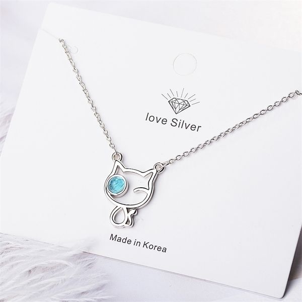 cat necklace women's fashion simple net red design sense versatile blue crystal short clavicle chain, Black
cat necklace women's fashion simple net red design sense versatile blue crystal short clavicle chain, Black